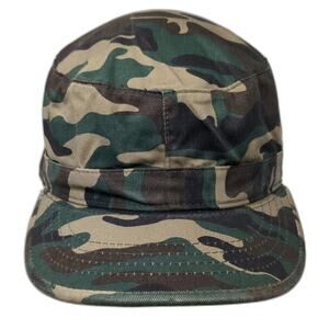 Ethos Army Cap Green L Camo Cotton Fitted Flat Top Woodland Pattern Hat